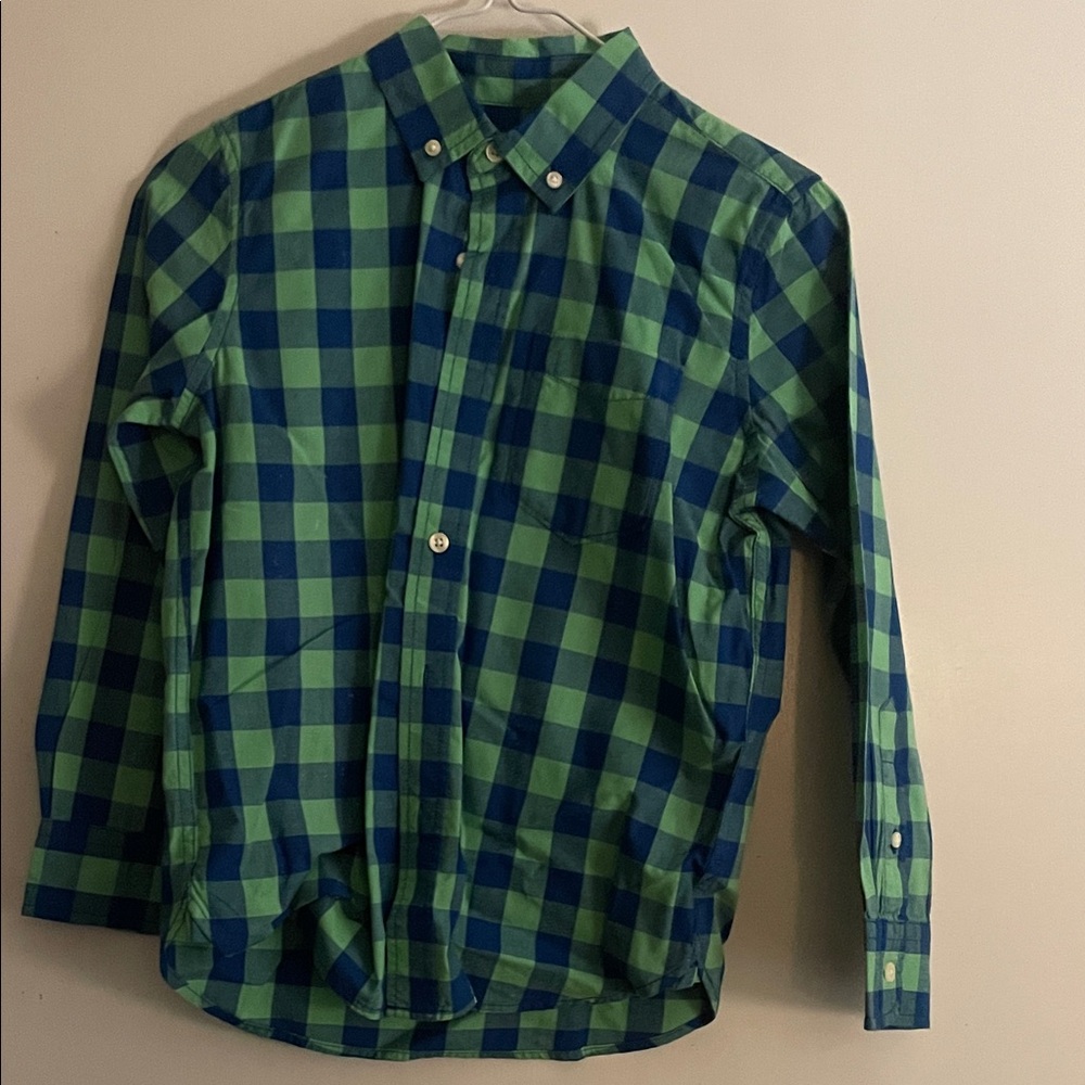 GAP Kids Green and Blue Plaid Shirt